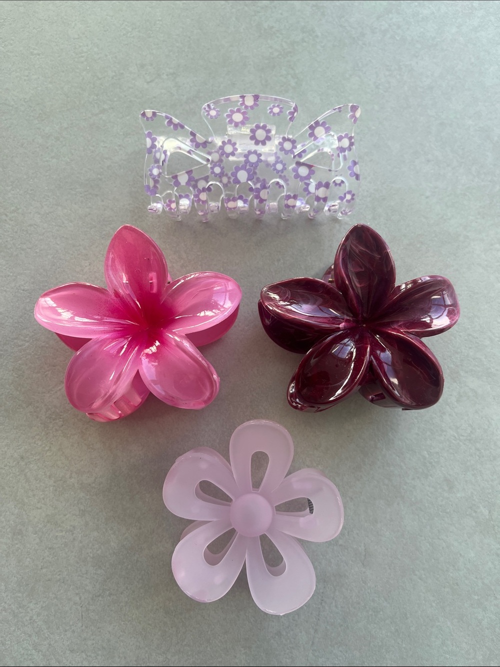 Floral Hair Clip Set - Pink & Purple